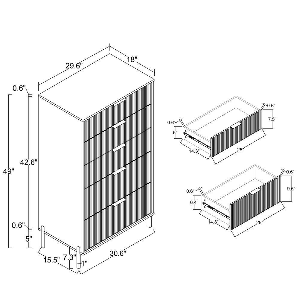 Festivo 5 Drawer Chest of Drawers Off-White: Modern Vertical Storage, MDF Construction, Includes Anti-Tip Kit