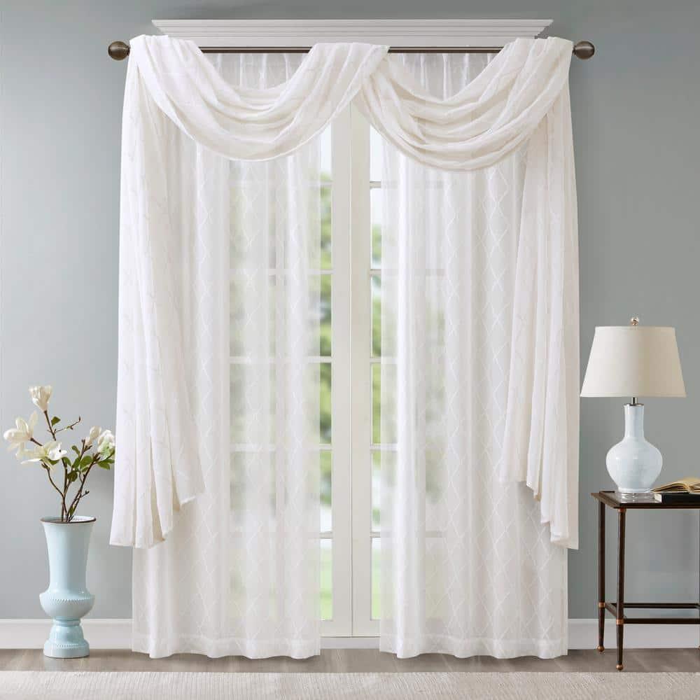 Madison Park Irina Solid Sheer Embroidered Window Scarf