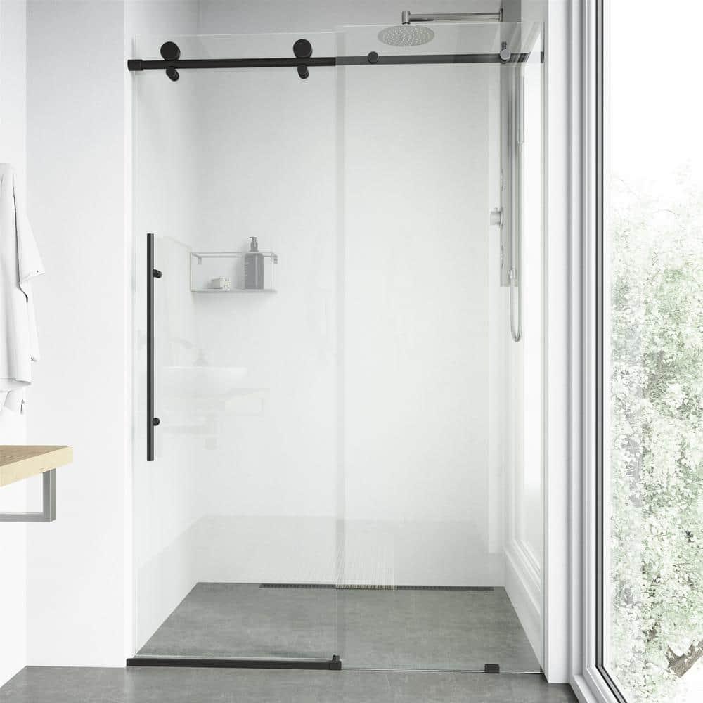 Elan E-Class 56-60" W x 76" H Sliding Frameless Shower Door with 3/8" Clear Glass