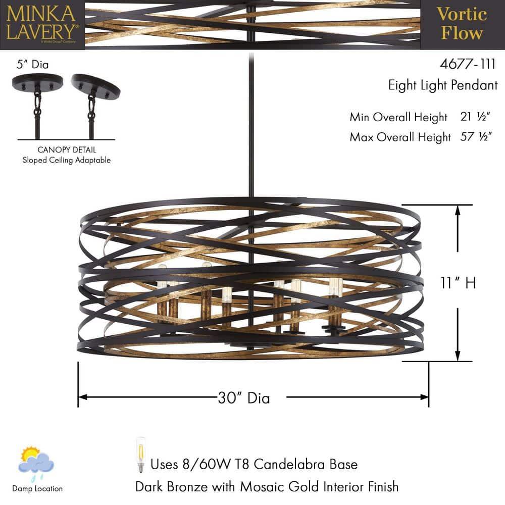 Minka Lavery Vortic Flow 8 - Light Dark Bronze/Mosaic Gold Unique/Statement Pendant