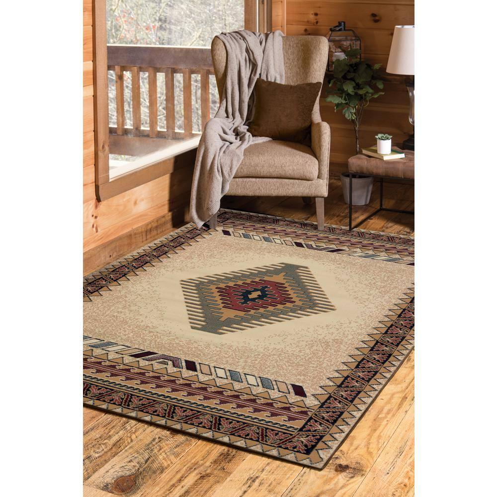 United Weavers Brunswick Avalon Southwestern Border Area Rug, Cream, 5'3" x 7'6"