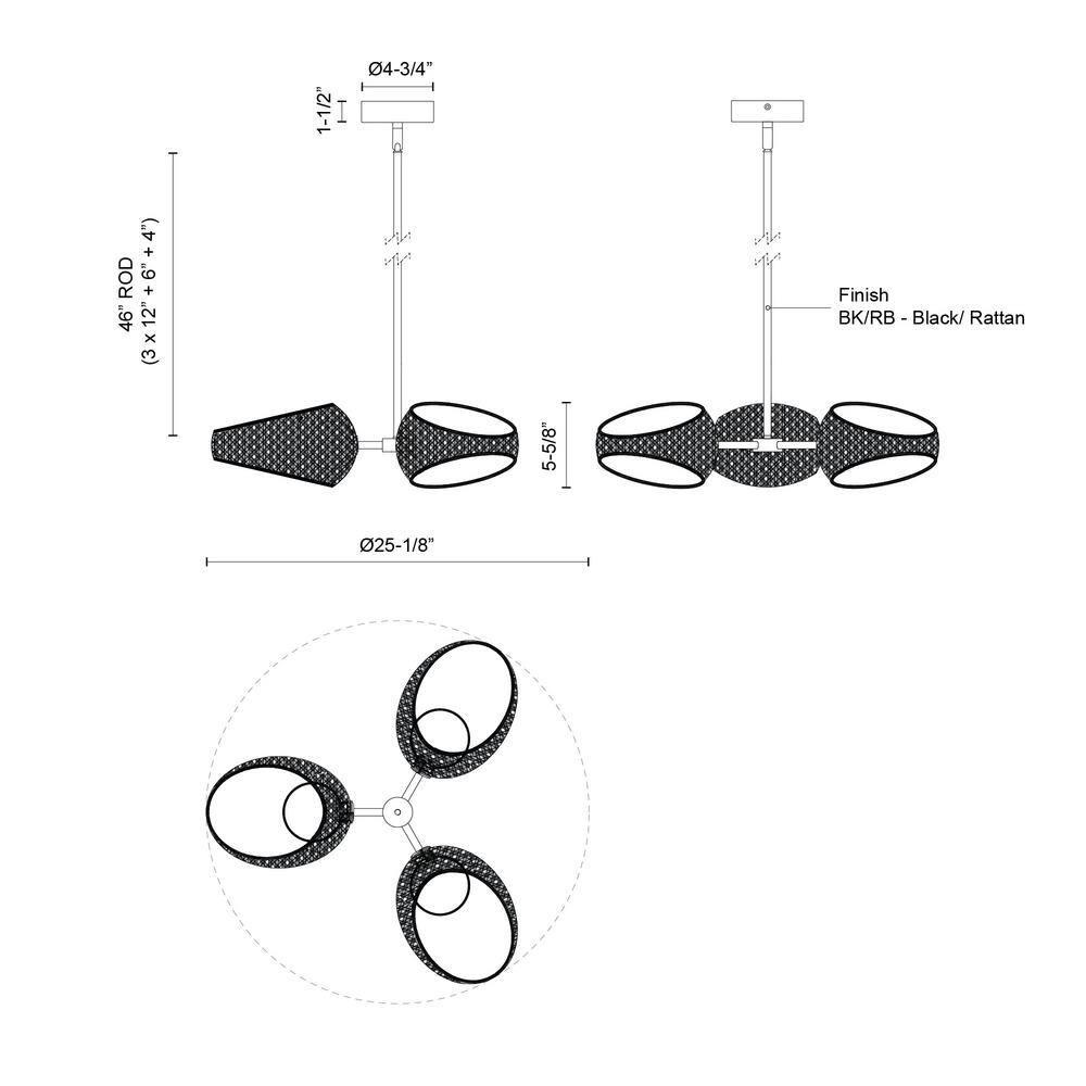 Kuzco Lighting Lanai 3 - Light Dimmable LED Shaded / Spider Chandelier