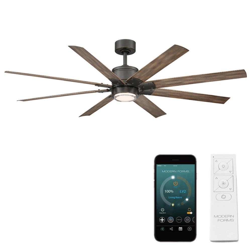 Modern Forms Renegade 8 - Blade Outdoor / Indoor Smart Ceiling Fan with Remote Control and LED Light Kit Included