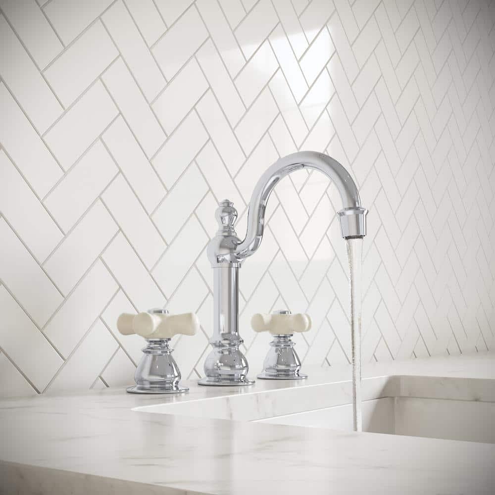 Classic Chrome Widespread Lavatory Faucet with Cross Handles