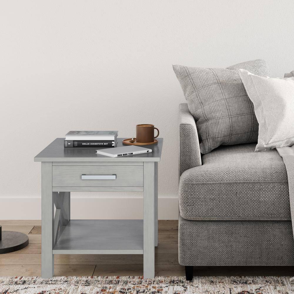 Simpli Home Kitchener 21"W Solid Mango Wood Square End Table with Storage Drawer