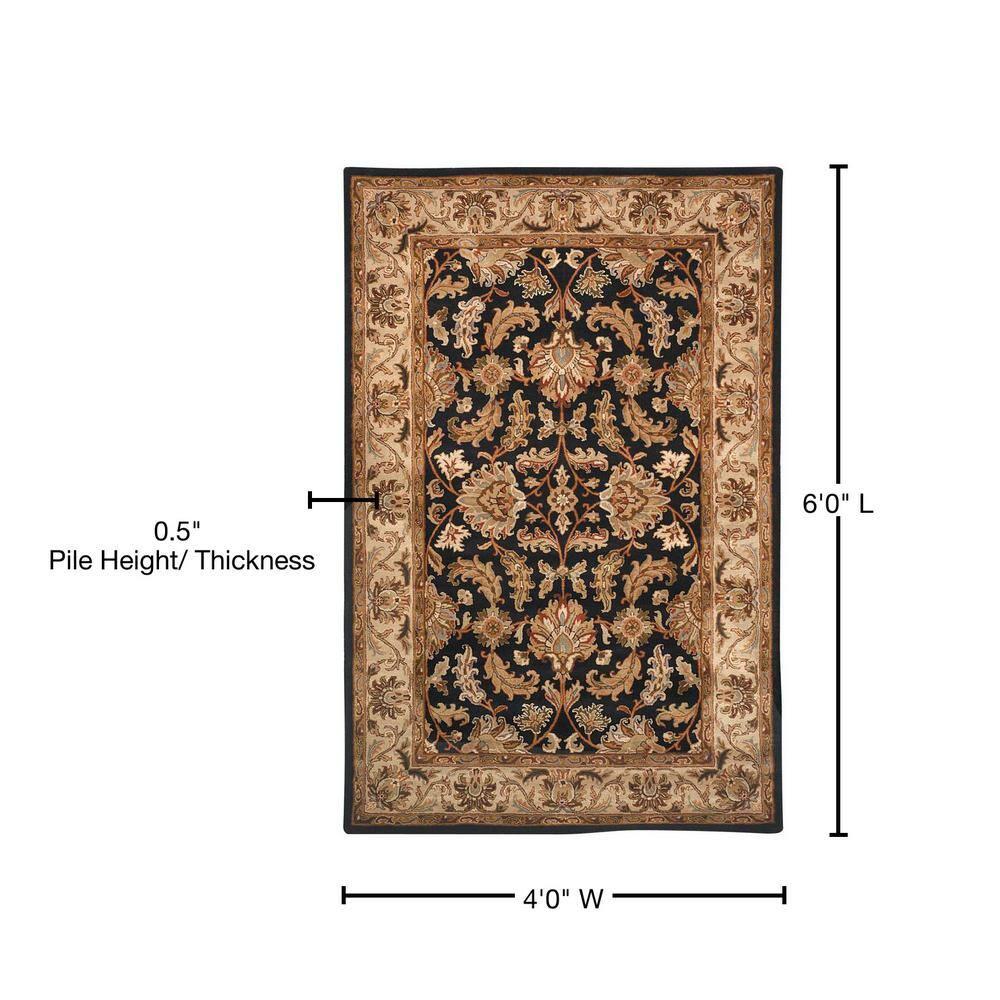 Heritage HG628 Hand Tufted Area Rug - Black/Beige - 4'x6' - Safavieh.
