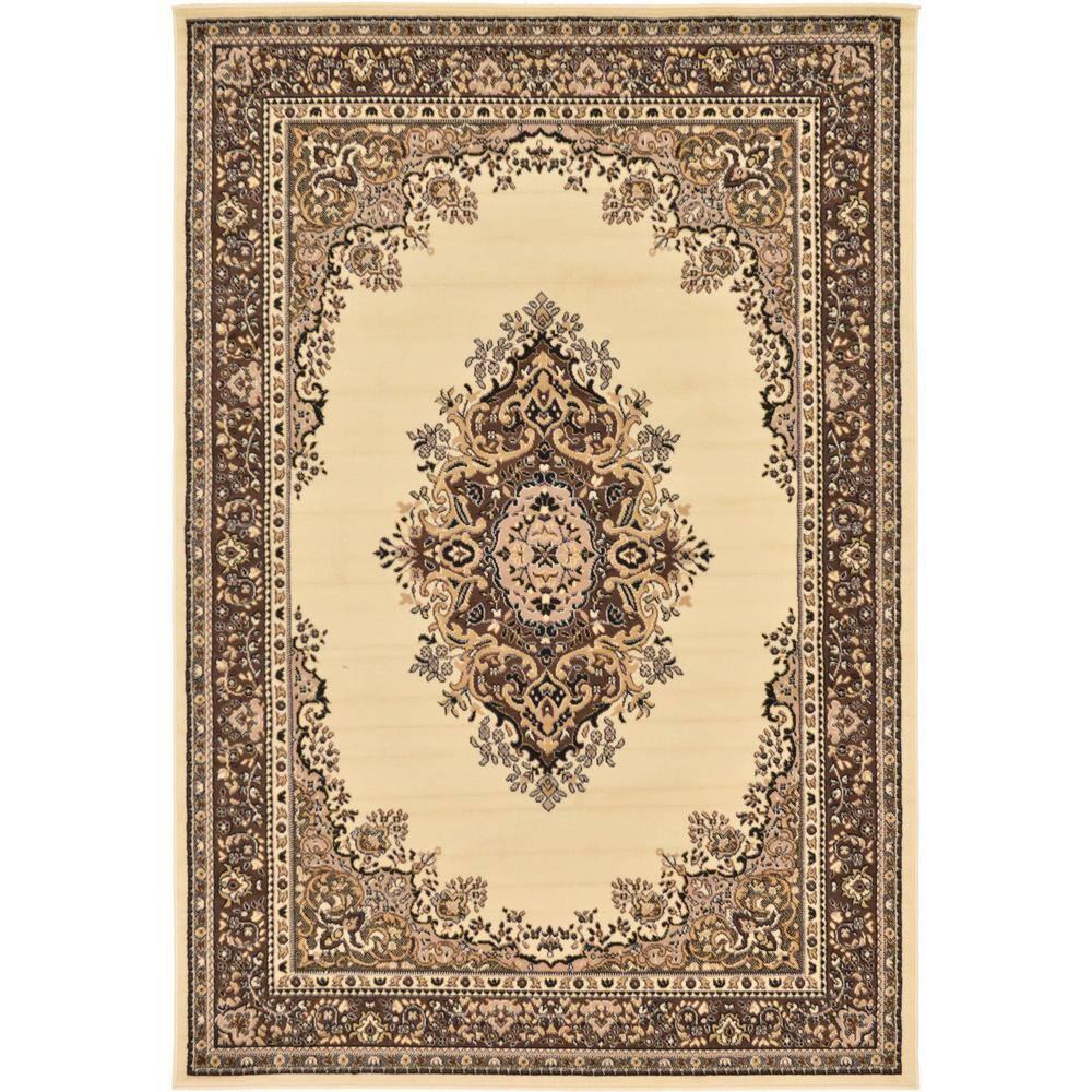 Rugs.com Amaya Collection Rug – 6' x 9' Ivory Medium Rug Perfect For Bedrooms, Dining Rooms, Living Rooms