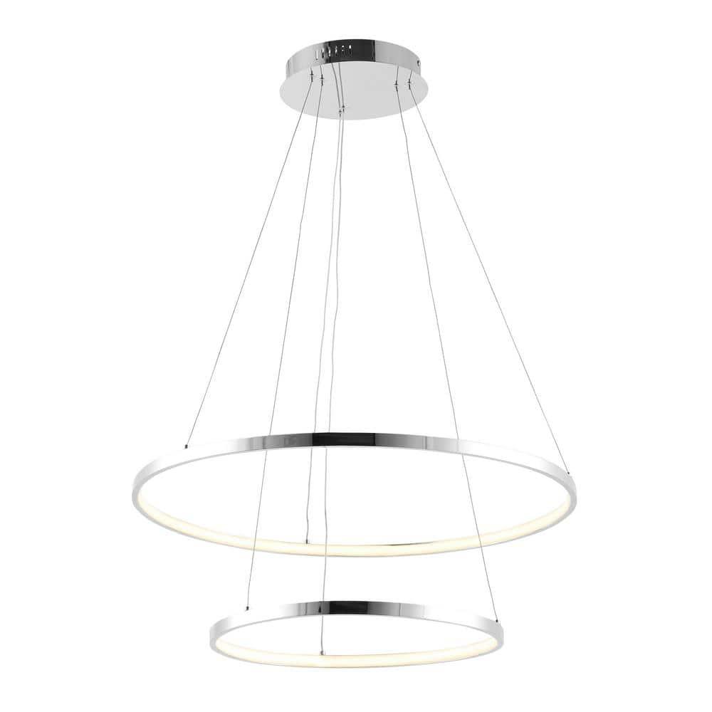Brice 24″ 2-Light Modern Bohemian Iron Integrated LED Pendant, Chrome