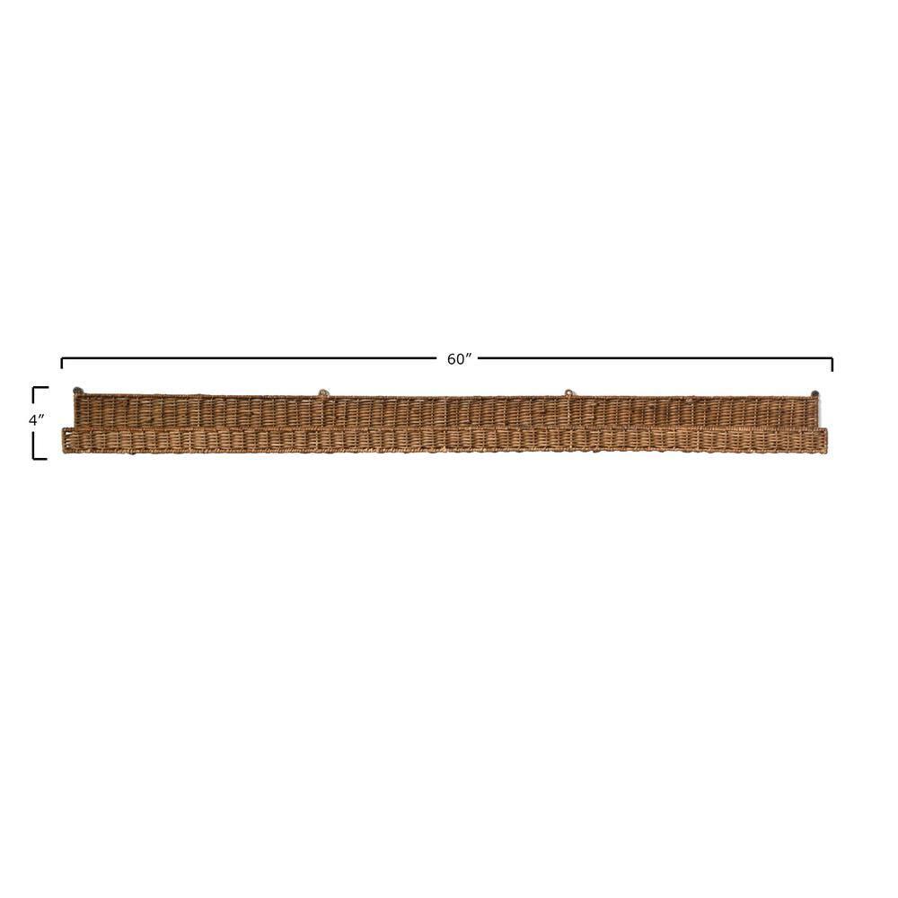 Storied Home Handwoven Rattan Wall Shelf