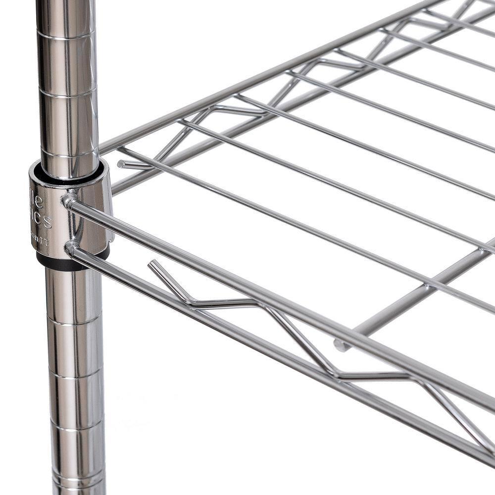 Seville Classics 5-Tier Steel Wire Shelving with Wheels, 30" W x 14" D x 60" H, Chrome Plated