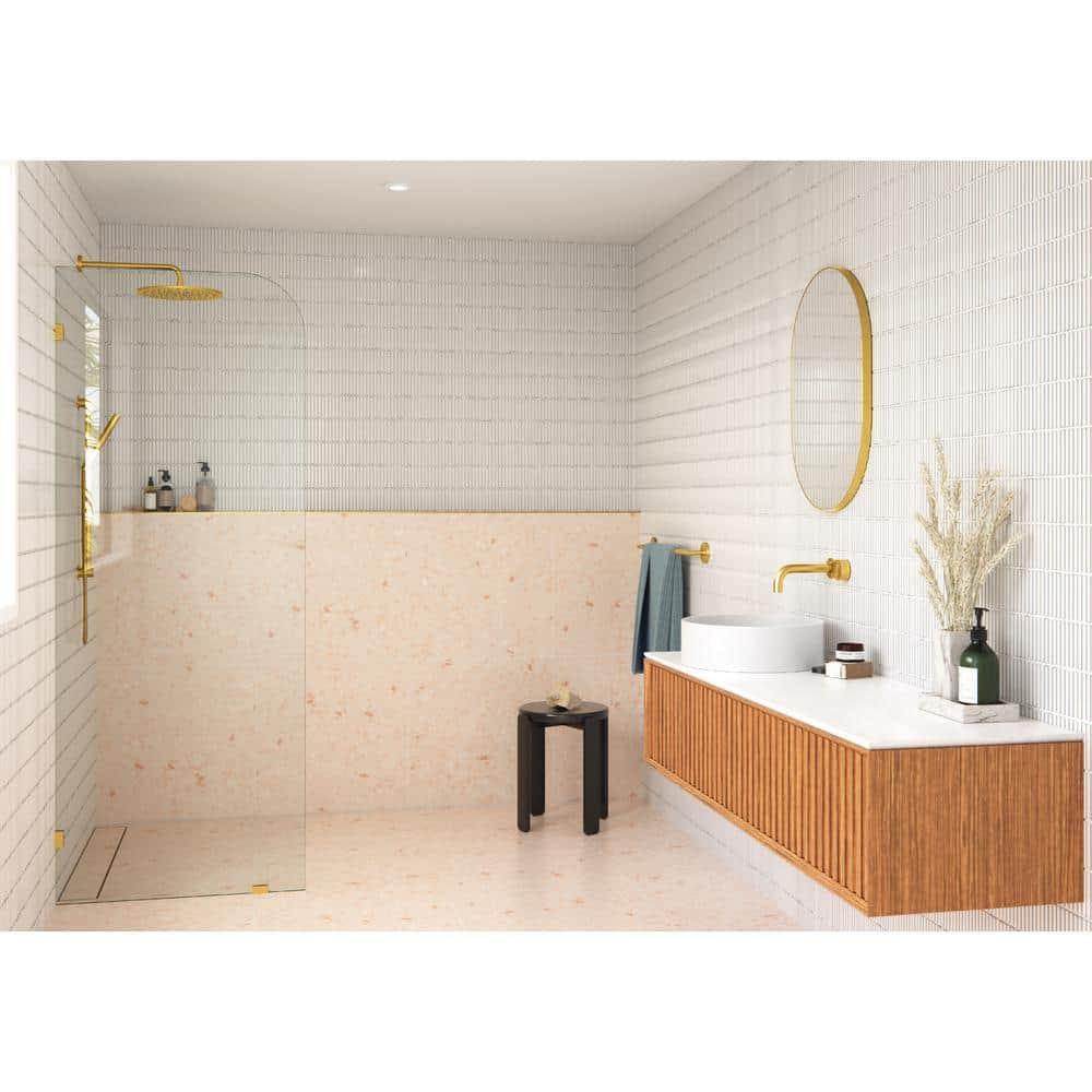 Solaris 36 in. x 78 in. Fully Frameless Radius Single Fixed Shower Panel