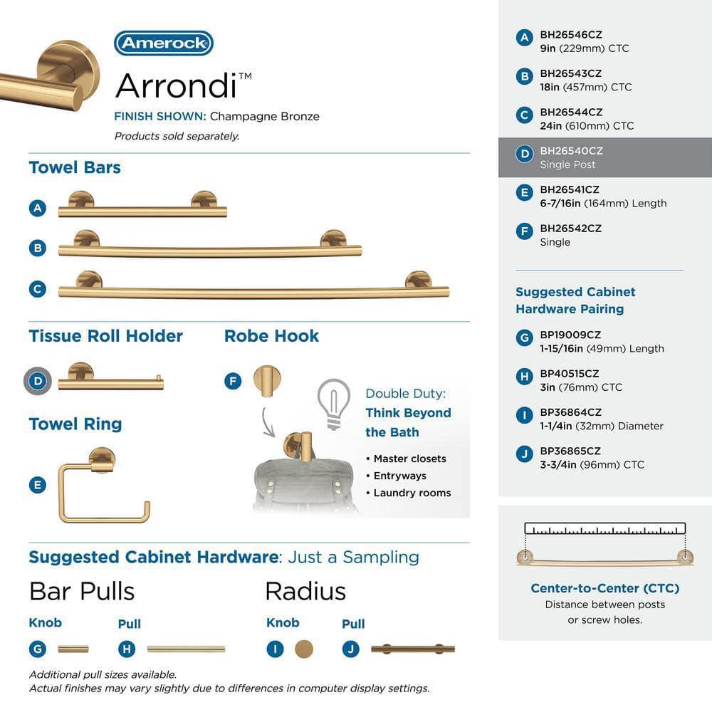 Amerock Arrondi Champagne Bronze Single Post Toilet Paper Holder