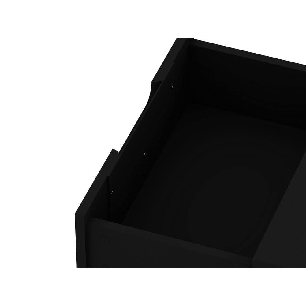 Set of 2 Rockefeller 2 Drawer Nightstands Black - Manhattan Comfort: Modern Bedside Storage Furniture