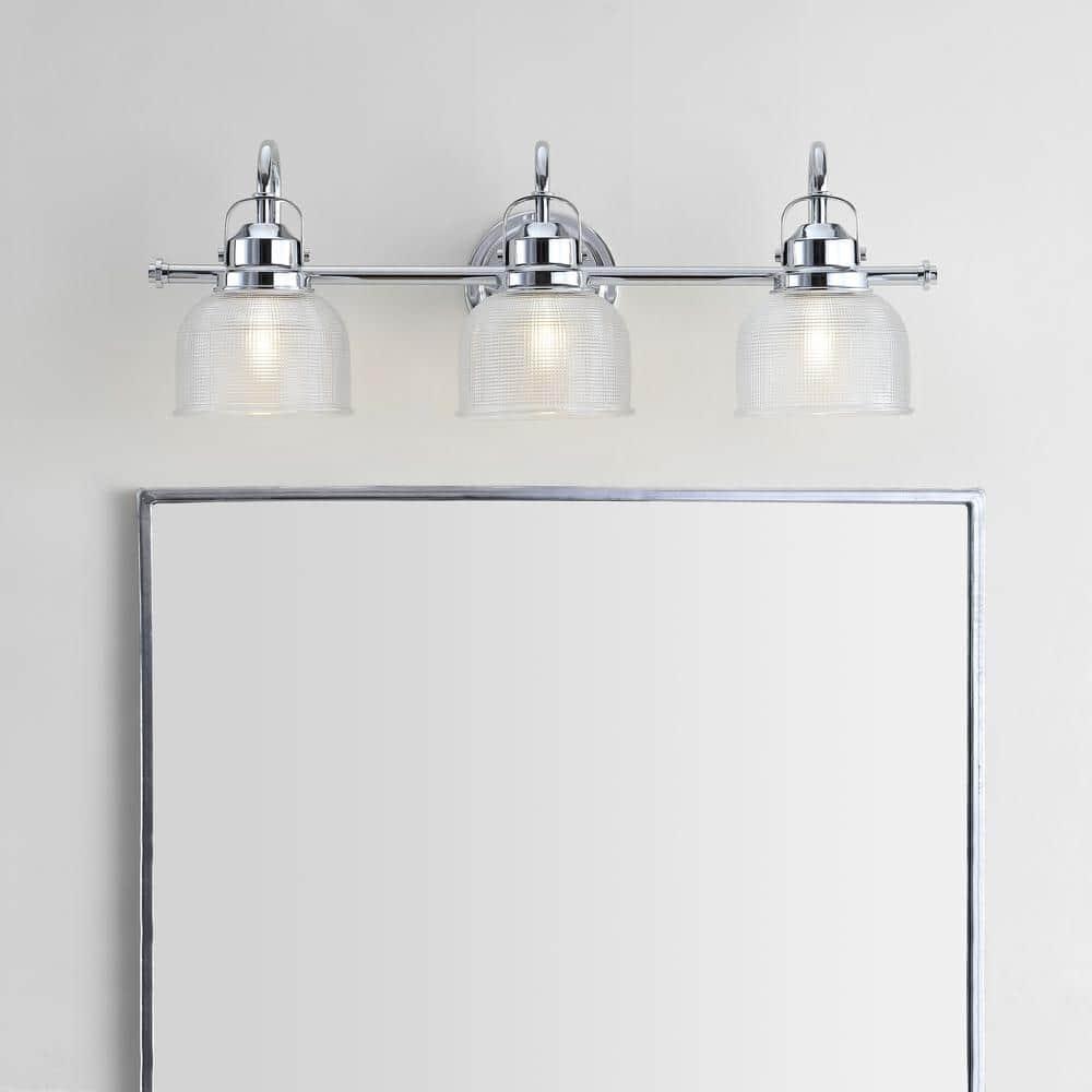 JYL7409A Virginia 25.25" 3-Light Metal/Glass LED Traditional Classic Vanity Light Modern 2700K LED 4W Bulbs Entryway Lobby Kitchen Bathroom Bedroom Living Room Hallway, Chrome