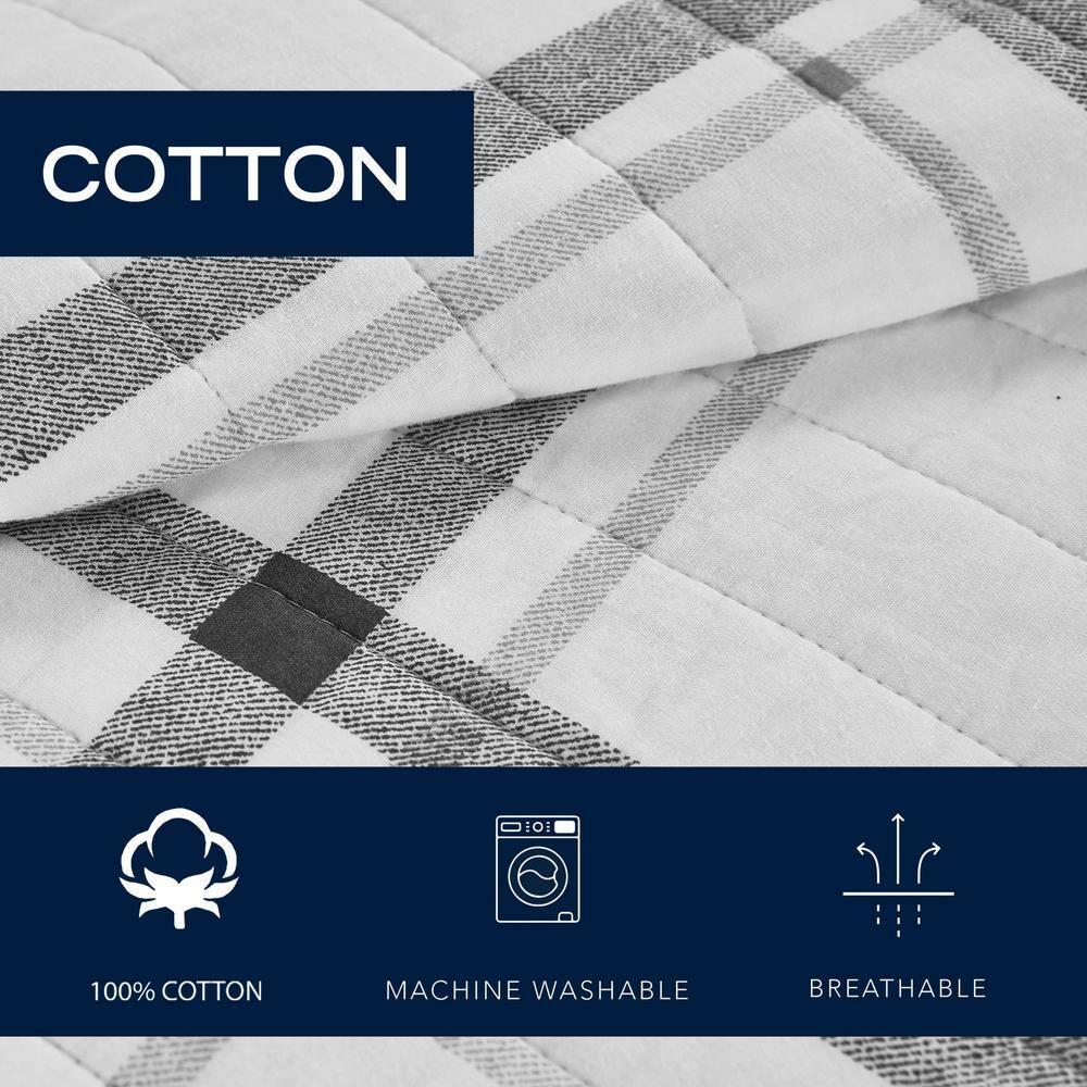Nautica Fleetville Cotton Reversible Grey Quilt Set