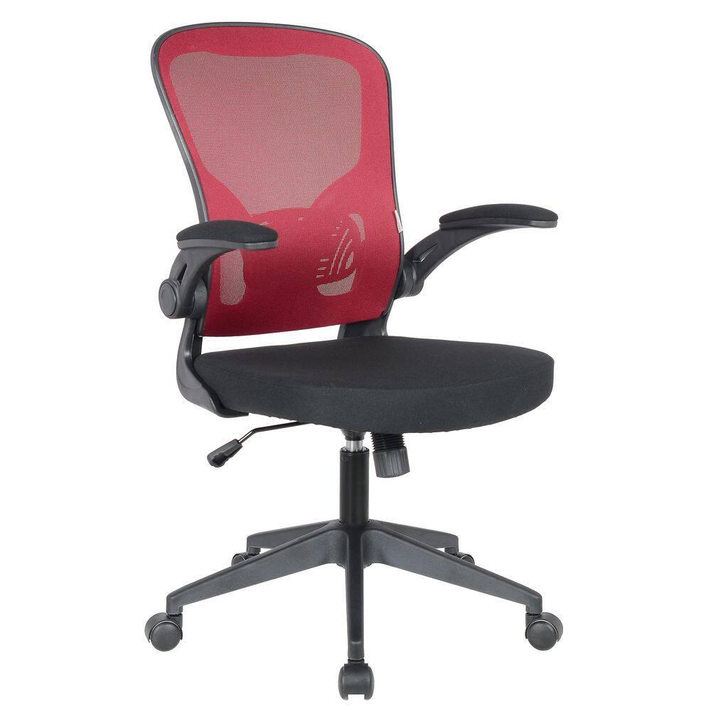 LeisureMod Newton Modern Mesh Office Swivel Chair In Red