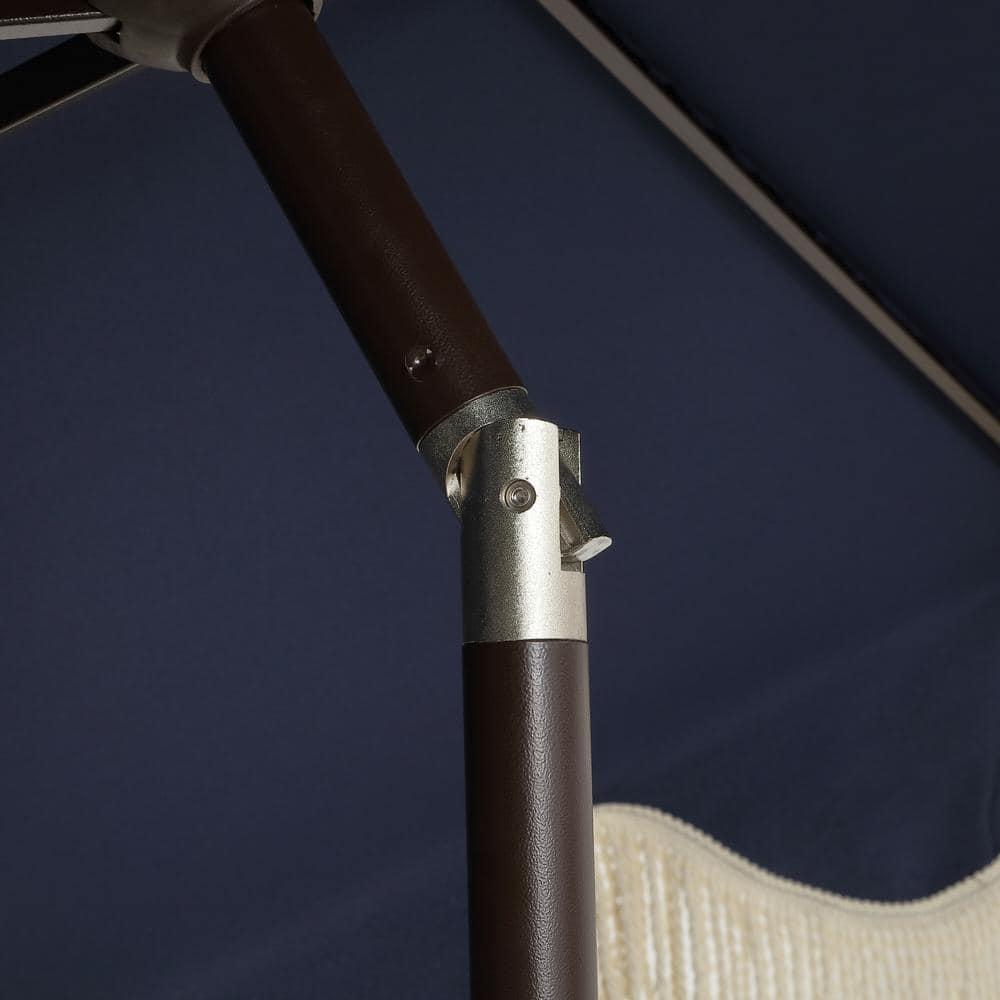 Arlmont & Co. Teretha 9 ft. Classic Cottage Tassel Market Patio Umbrella with Auto-Tilt, Crank, and UV Protection