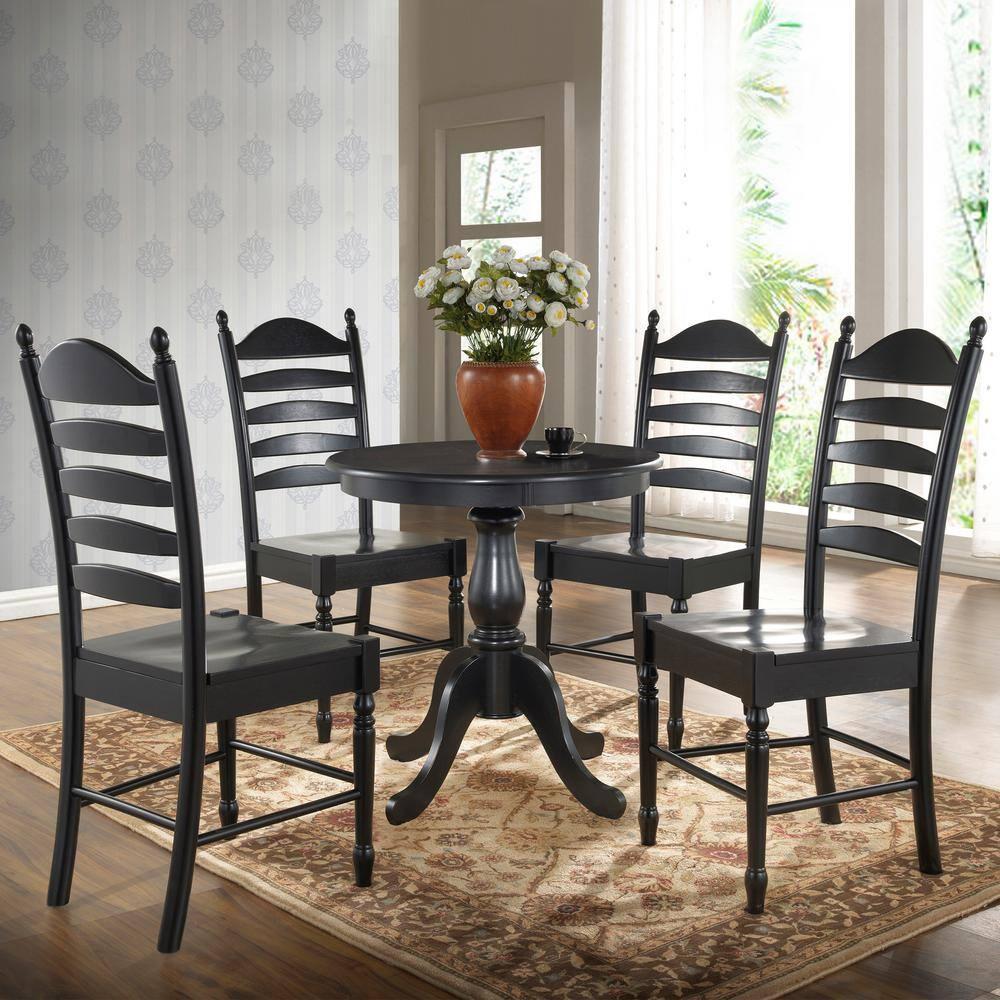 Carolina Living 30" Salem Round Pedestal Dining Table Black: Rubberwood, MDF, Non-Extension