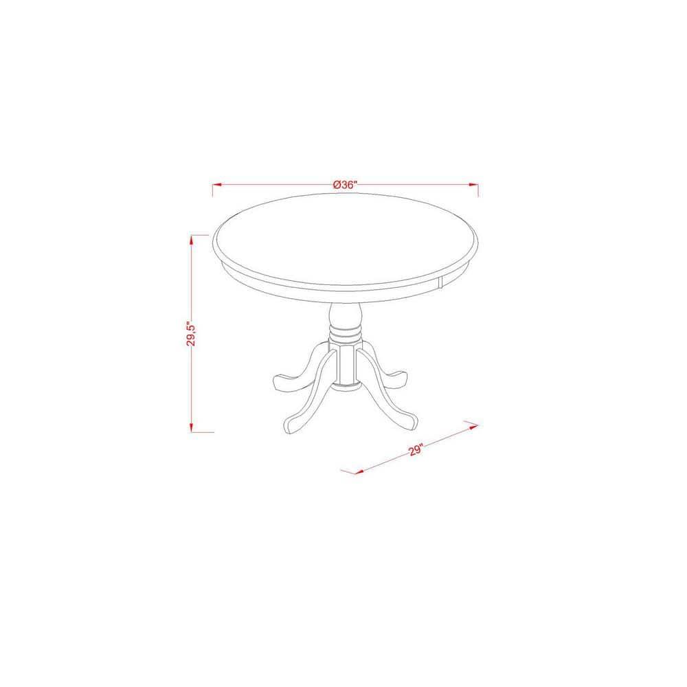 East West Furniture Antique 3-piece Wood Dining Table and Chair Set in White
