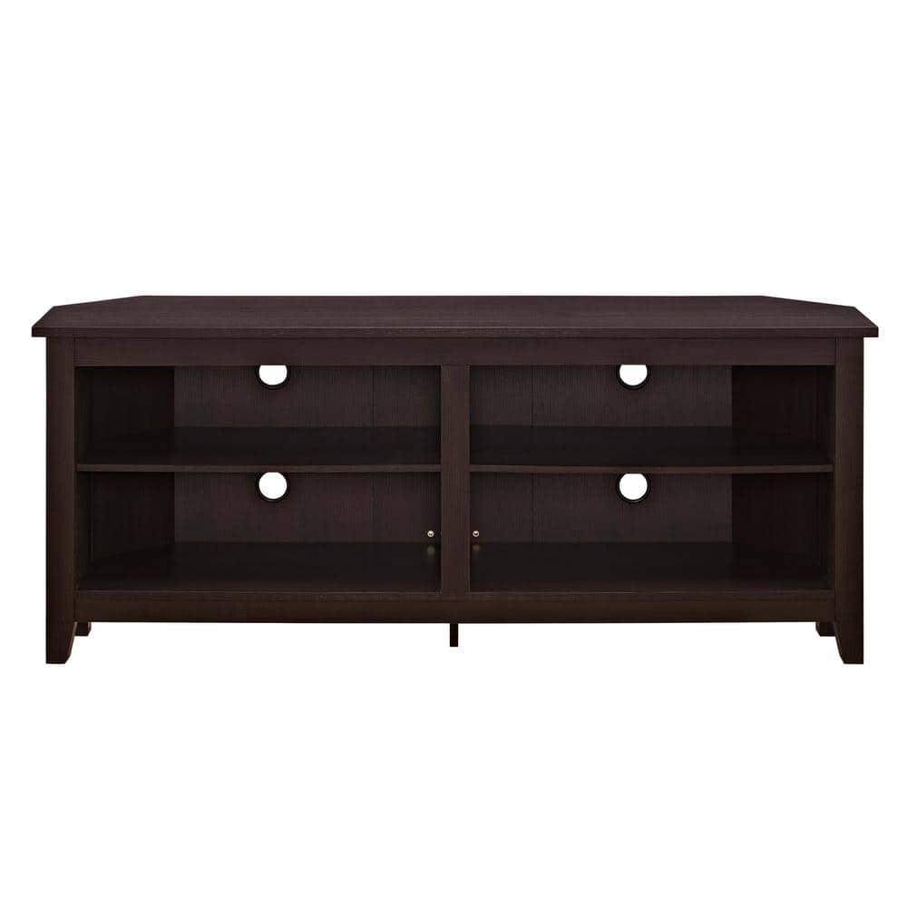 58" Transitional MDF Corner TV Stand - Espresso