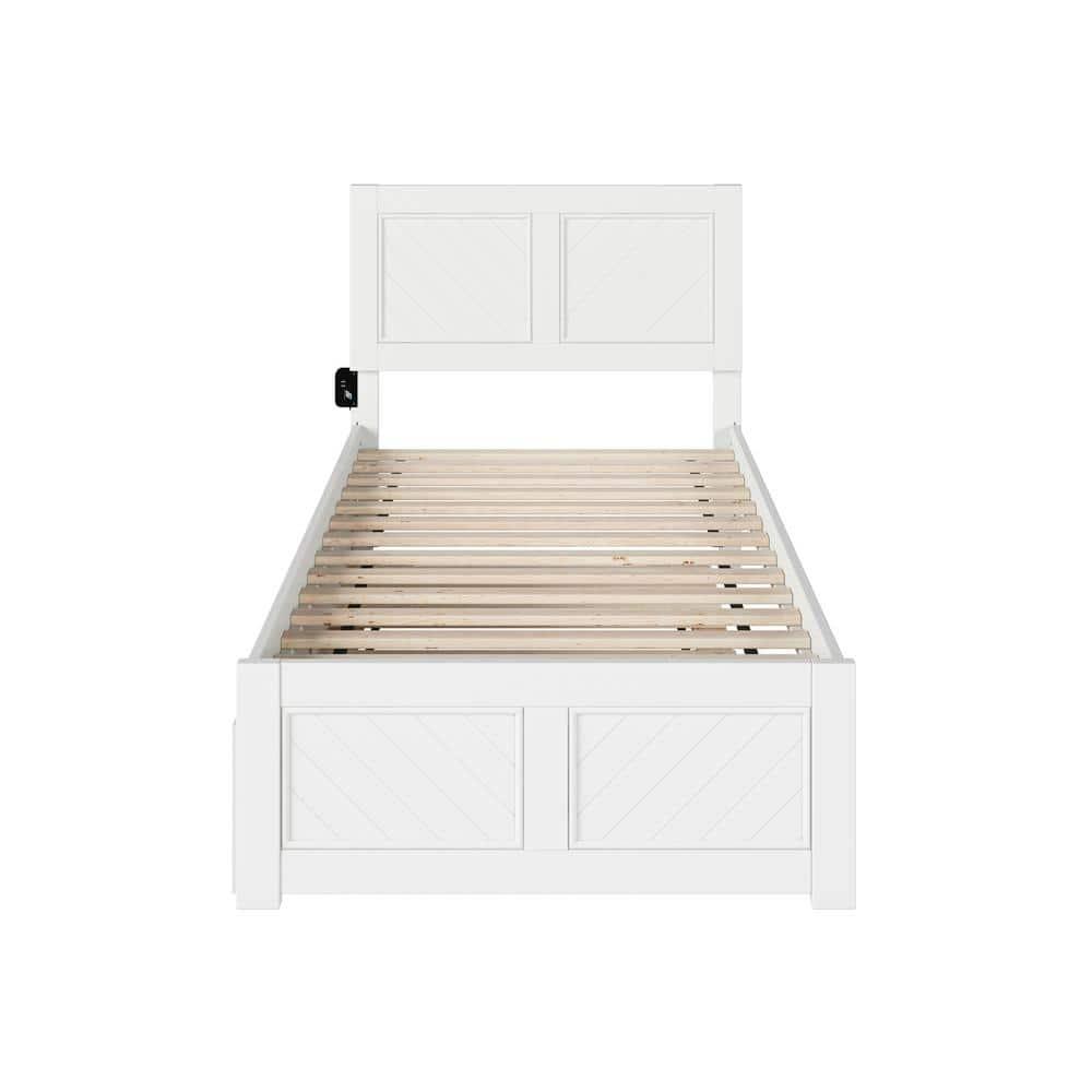AFI Canyon White Solid Wood Platform Bed with Matching Footboard & Twin XL Trundle, Twin XL