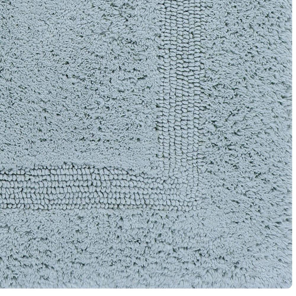 Better Trends Lux 100% Cotton Tufted Solid Reversible Bath Rug Set 2 PC (17" x 24" | 21" x 34") - Blue
