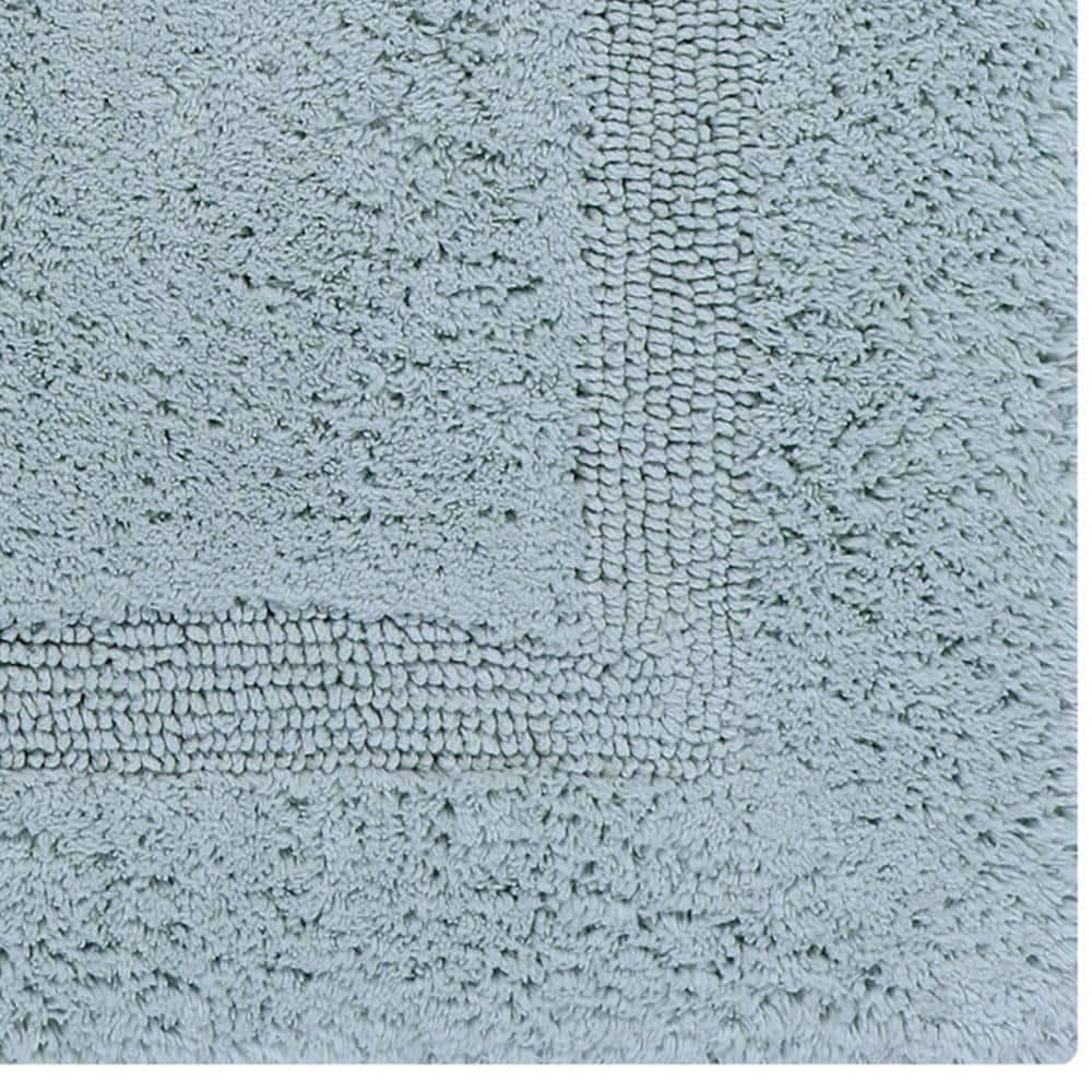 Better Trends Premium 4 Piece Bathroom Rug Set 100% Cotton, Extra Soft Tufted Bath Mat, Water Absorbent & Reversible Mat, Blue Lux Collection 