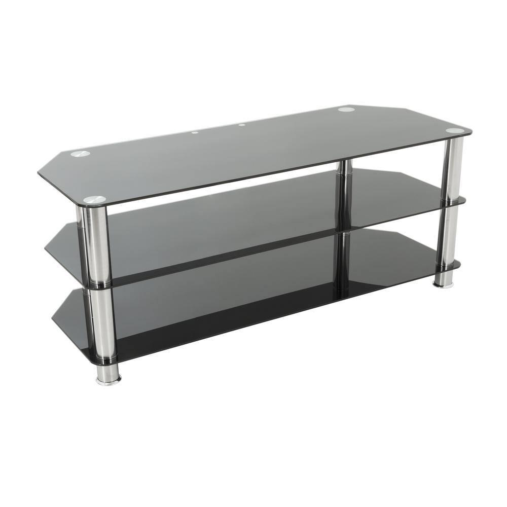 AVF Transitional Steel and Glass TV Stand for up to 60" TVs in Black/Chrome
