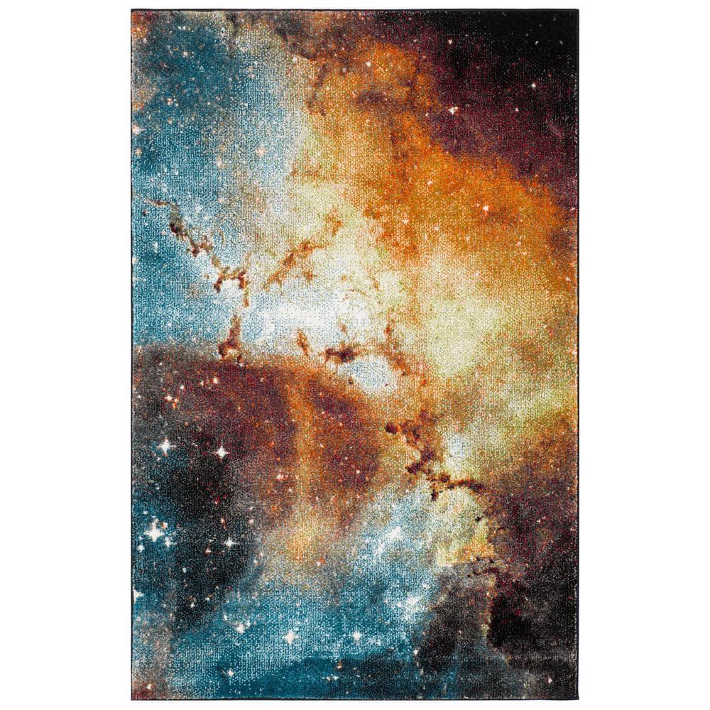 Galaxy GAL109 Power Loomed Indoor Runner - Orange/Multi - 2'7"x5' - Safavieh