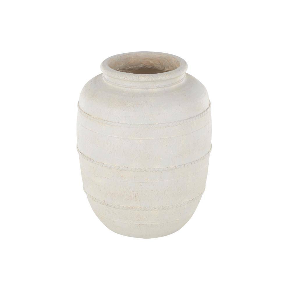 Tucson Magnesium Oxide Distressed Decorative Vase with Raised Braided Accents