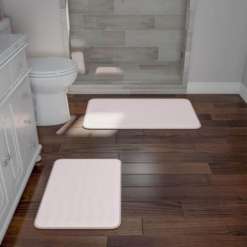 Ivory Memory Foam Bath Rug Set with Non-Slip Backing