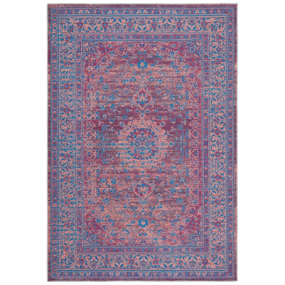 Serapi SEP550 Power Loomed Machine Washable Skid-Resistant Indoor Accent Rug - Gold/Blue - 4'x6' - Safavieh