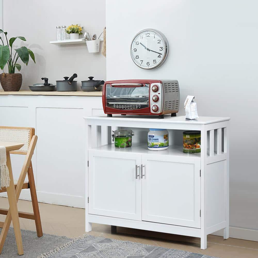 Costway Kitchen Buffet Server Sideboard Storage Cabinet w/2 Doors & Shelf White