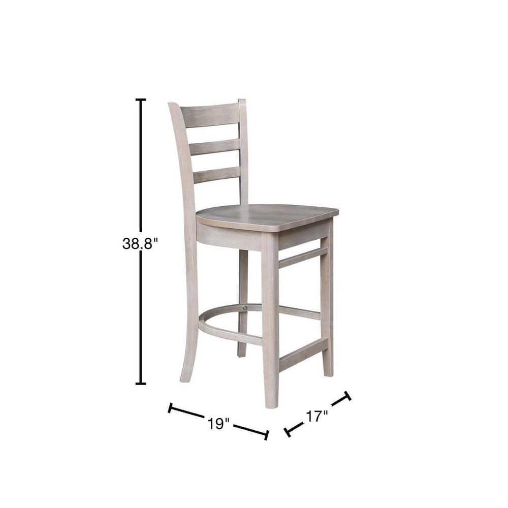 24" Emily Counter Height Barstool Washed Gray/Taupe - International Concepts: Solid Wood, Ladder-Back