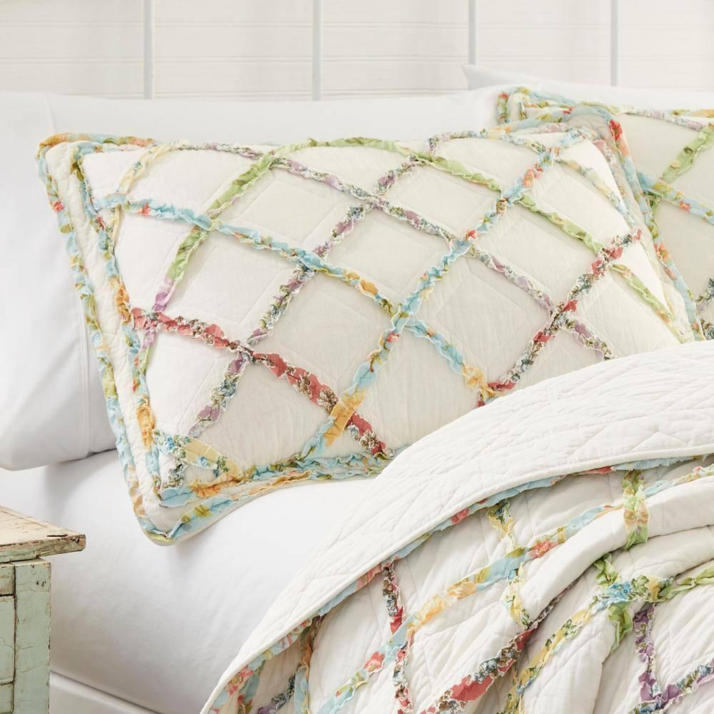Laura Ashley Laura Ashley Ruffle Garden Ruffled 100% Cotton Quilted Sham