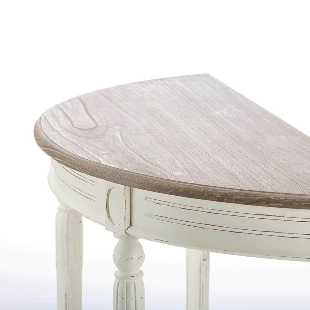 Baxton Studio Vologne Console Table in Antique White and Natural