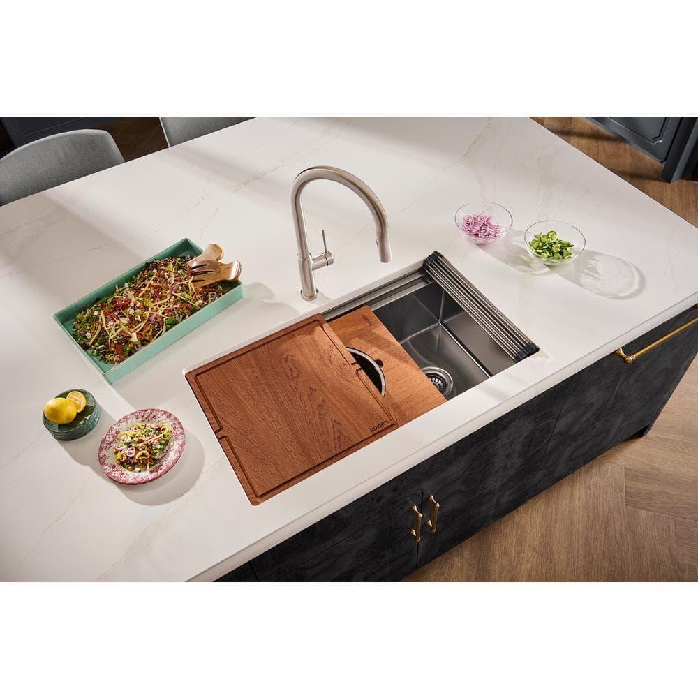 Ruvati Ruvati 20 x 14 inch Semi-Recessed Drop-in Topmount Rectangular Bathroom Sink RVH6222BL