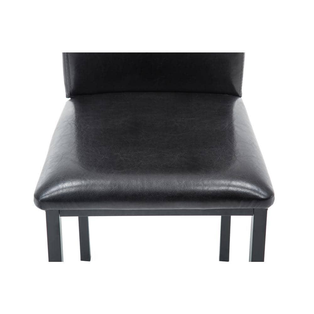 Set of 4 Arjen Dining Chairs Black - Boraam: Faux Leather, Metal Frame, Contemporary Style