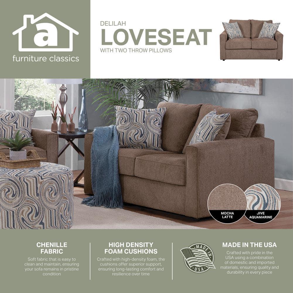 American Furniture Classics Delilah Model 8-020-A441V2 Loveseat with 2 Throw Pillows for Indoor Use