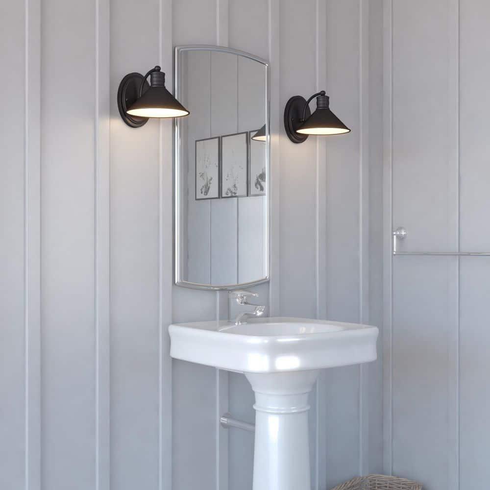 Vaxcel Akron 1 Light Bronze Farmhouse Barn Bathroom Wall Fixture