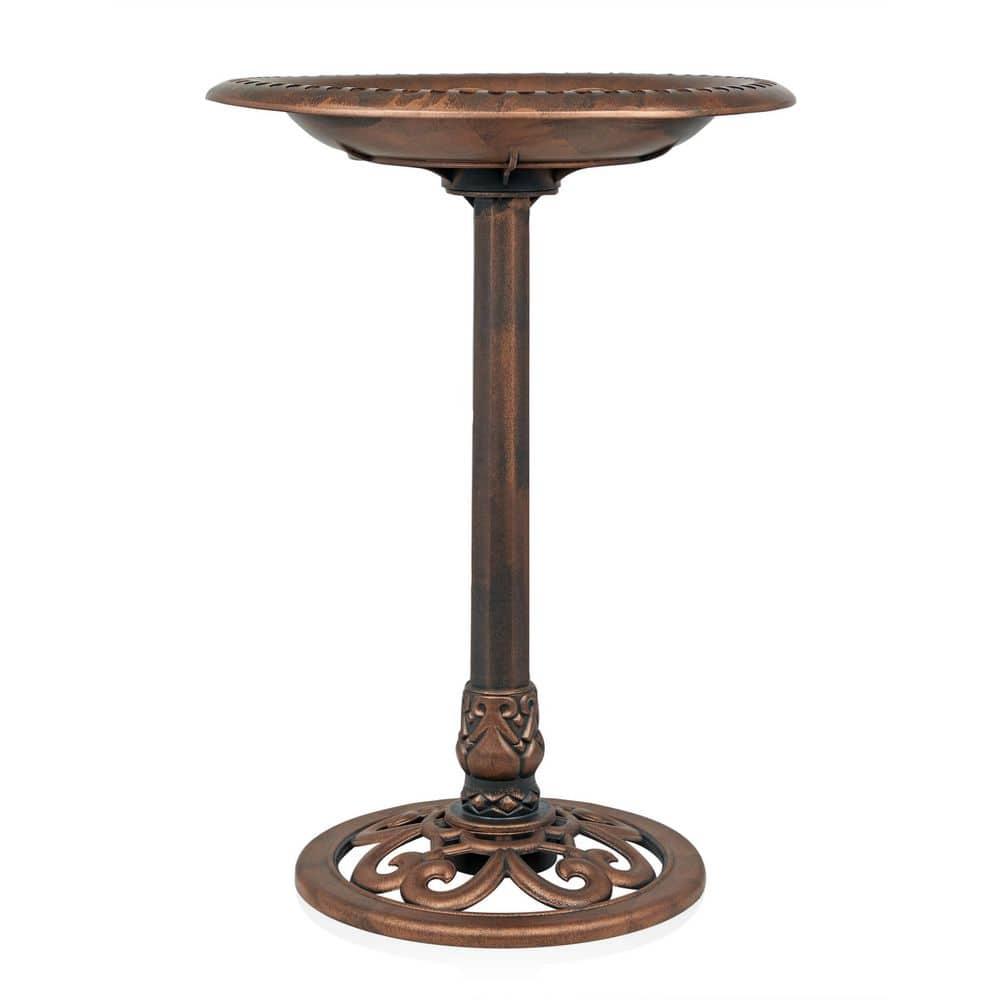 Alpine Pedestal Birdbath with Scrollwork Base and Stakes