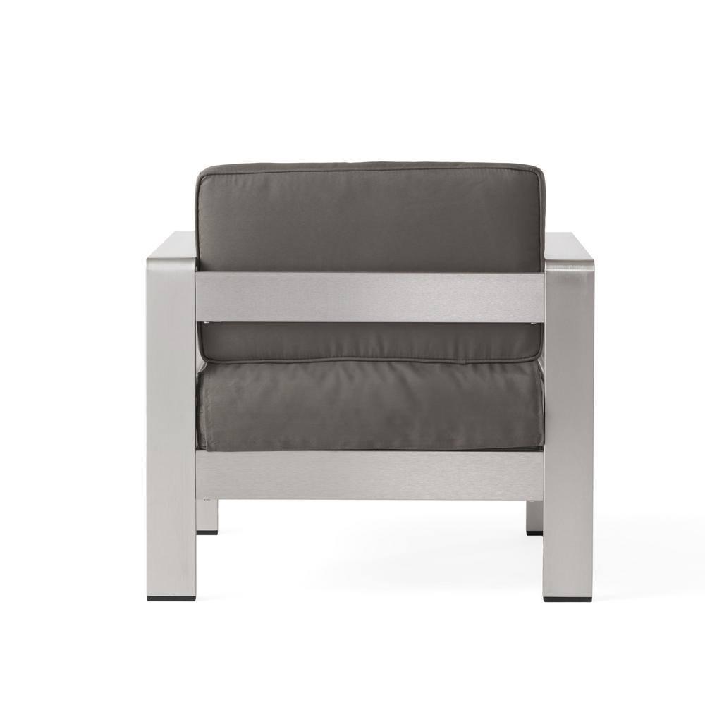 Noble House Cape 6-Seater Aluminum Estate Collection with 7-Piece Set in Gray