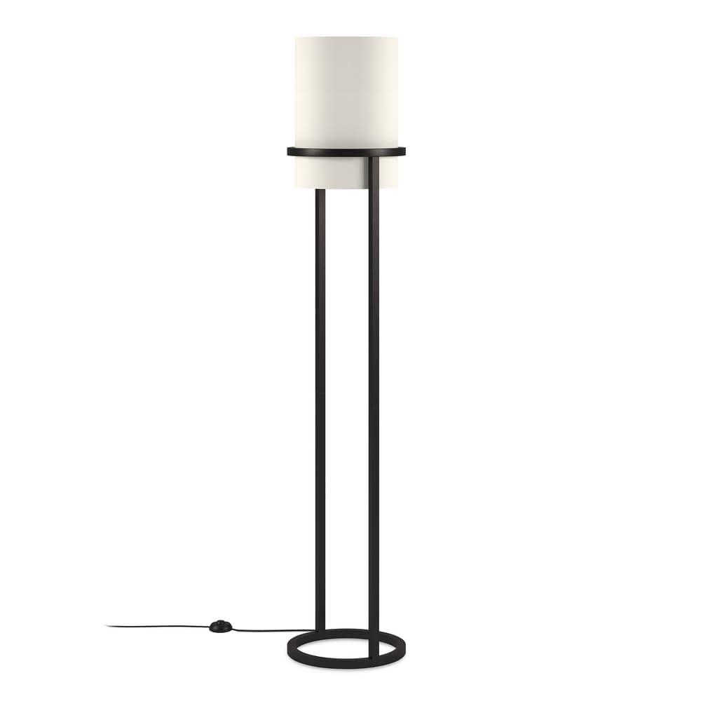 Evelyn&Zoe Casimir 62" Tall Floor Lamp with Fabric shade in Blackened Bronze/White