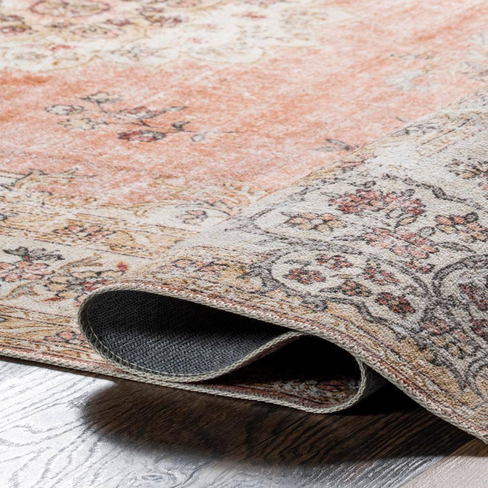 Nuloom Ren Medallion 8x10 Machine Washable Indoor Area Rug for Living Room Bedroom Dining Room Kitchen, Peach/Ivory