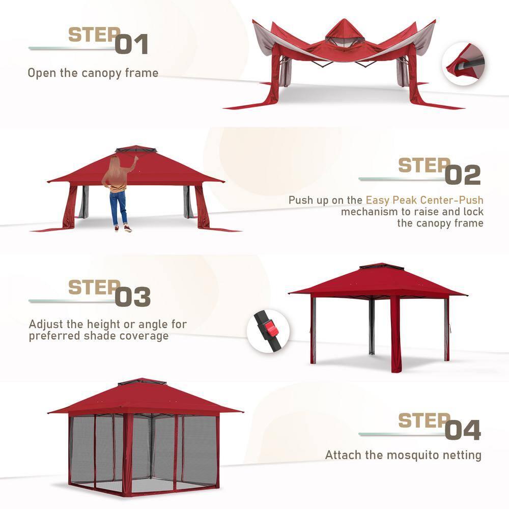 EAGLE PEAK Pop up Patio Gazebo 13 Ft. W x 13 Ft. D Metal Patio