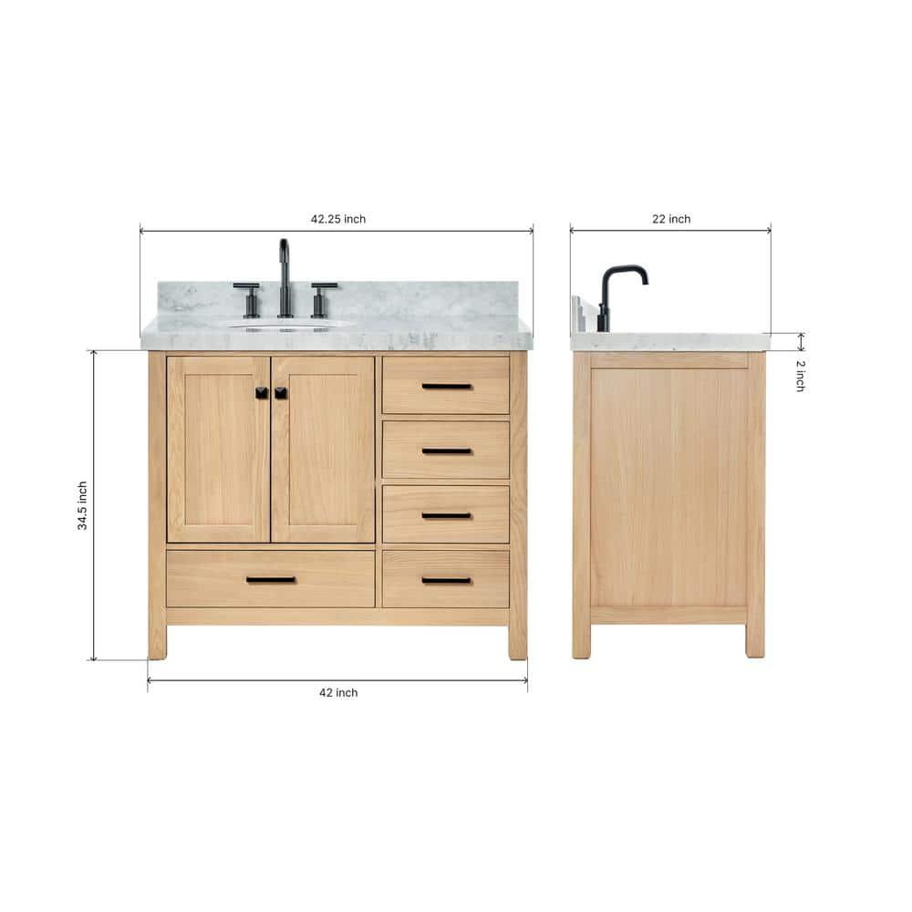 Cambridge 42'' Single Bathroom Vanity with Carrara Marble Top