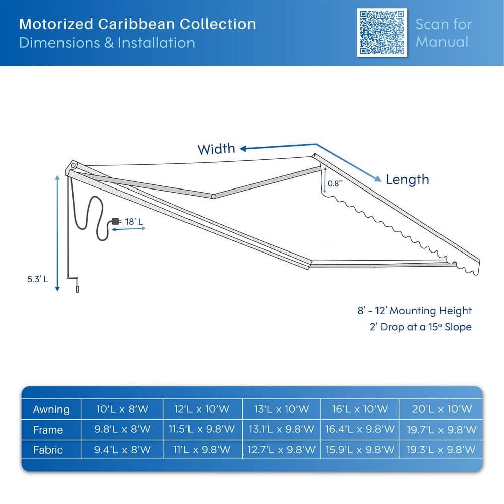 Motorized Retractable Patio Awning- Black Frame