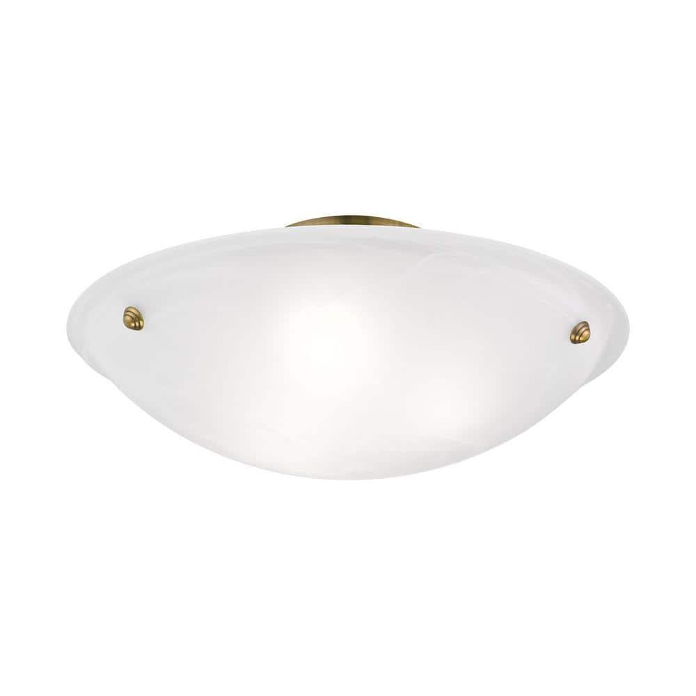 Livex Lighting Oasis 3 - Light Flush Mount in  Antique Brass