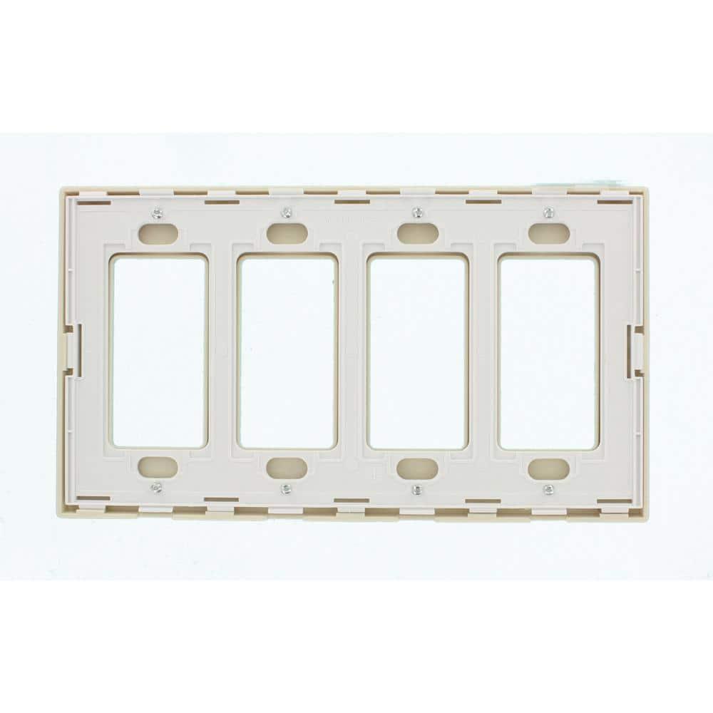 Light Almond 4-Gang Screwless Polycarbonate Wallplate