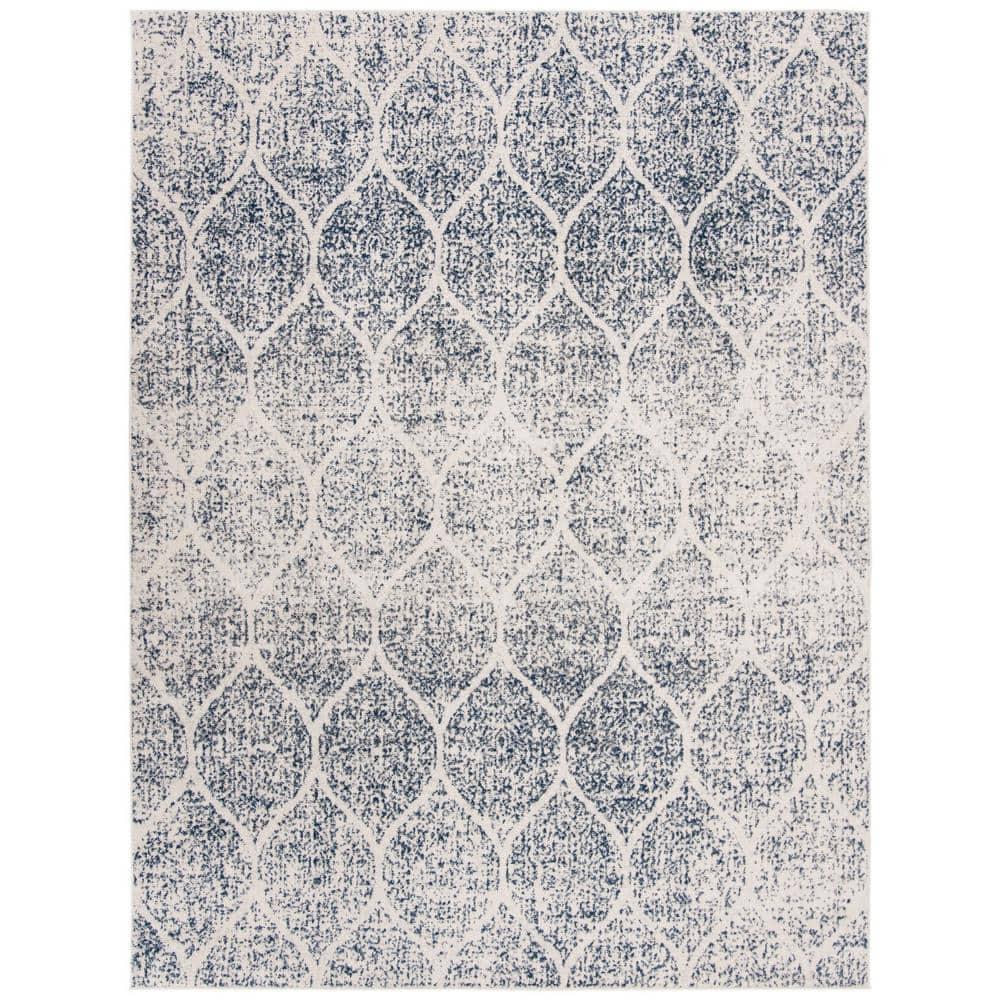 SAFAVIEH Madison Leighton Geometric Area Rug, Cream/Royal Blue, 10' x 14'